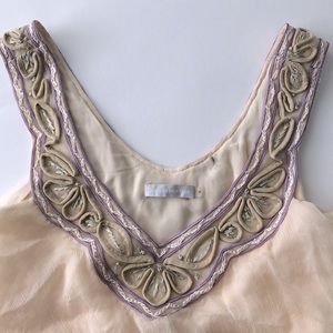 Badgely Mishka silk ruffle embroidered top